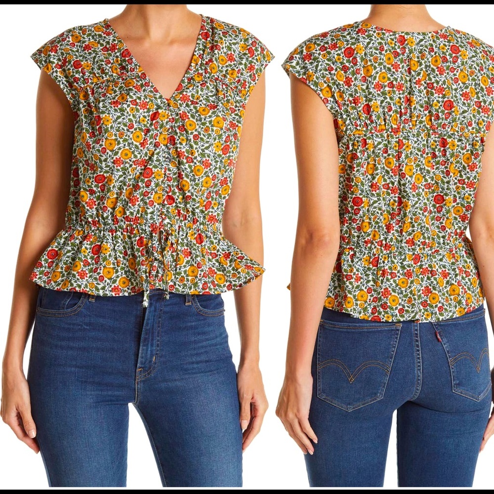 Mauby Button Down Peplum Blouse